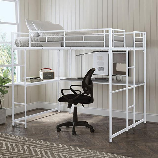 Cybill Full Loft Bed White, Silver, & Black - Visions in Furniture (La Mirada, CA)