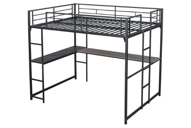 Cybill Full Loft Bed White, Silver, & Black - Visions in Furniture (La Mirada, CA)