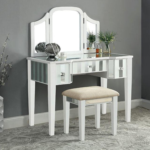 Cyndi White Vanity w/ Stool - Visions in Furniture (La Mirada, CA)