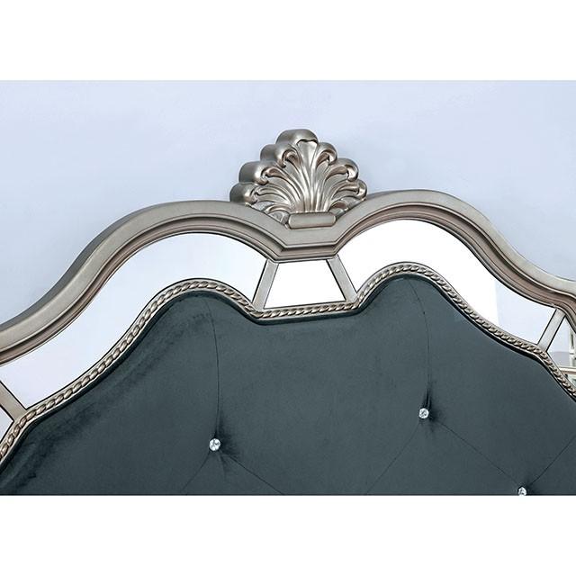 Azha Silver/Gray Cal.King & Queen Bed - Visions in Furniture (La Mirada, CA)