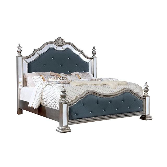 Azha Silver/Gray Cal.King & Queen Bed - Visions in Furniture (La Mirada, CA)