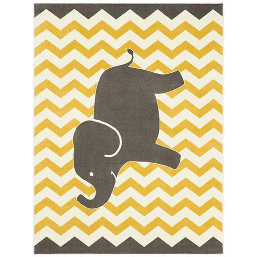 BARON 5' X 8', Area Rug, Elephant, Yellow/Gray - Visions in Furniture (La Mirada, CA)