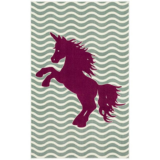 BARON 5' X 8', Area Rug, Horse, Sage Green/Fuchsia - Visions in Furniture (La Mirada, CA)