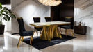Basilicata 7 Pc Dining Table Set Chrome & Gold 5 - Visions in Furniture (La Mirada, CA)