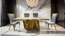 Basilicata 7 Pc Dining Table Set Chrome & Gold 5 - Visions in Furniture (La Mirada, CA)
