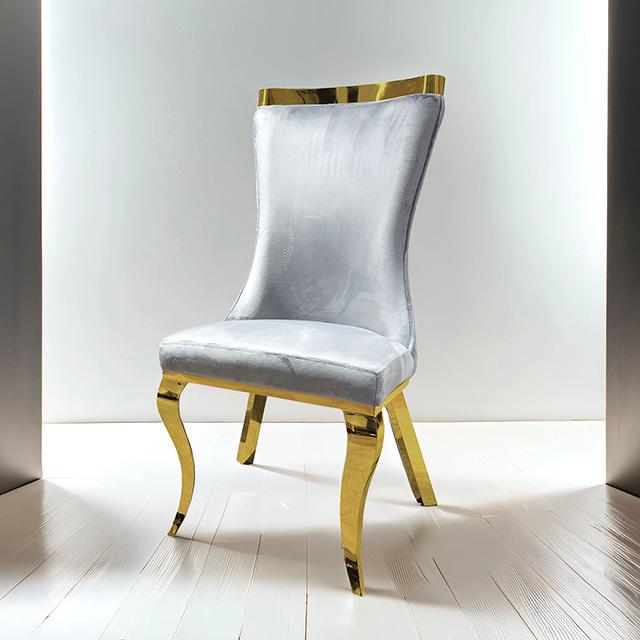 Basilicata Gold Chair (2/CTN) White, Gray, & Black - Visions in Furniture (La Mirada, CA)