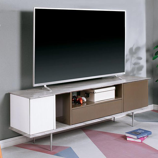 BLAIR 70" TV Console, White/Champagne/Gray - Visions in Furniture (La Mirada, CA)