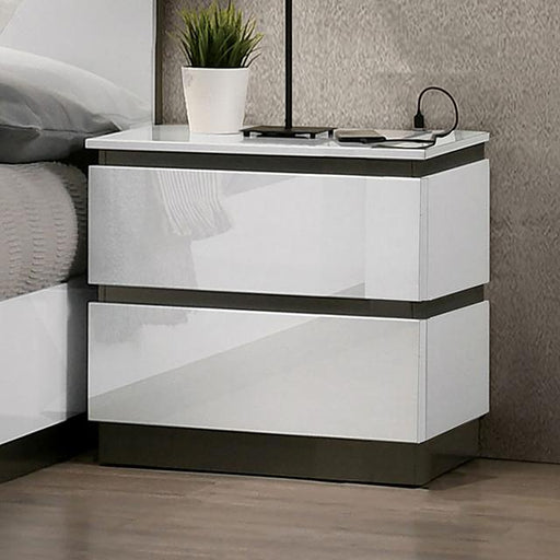 BIRSFELDEN Night Stand w/ USB, White - Visions in Furniture (La Mirada, CA)