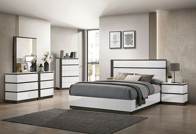 BIRSFELDEN Cal.King, E.King, & Queen Bed, White - Visions in Furniture (La Mirada, CA)