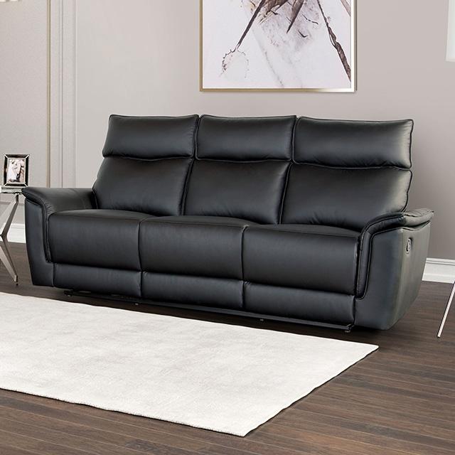 Bienne Sofa Manual Recliner White & Black - Visions in Furniture (La Mirada, CA)