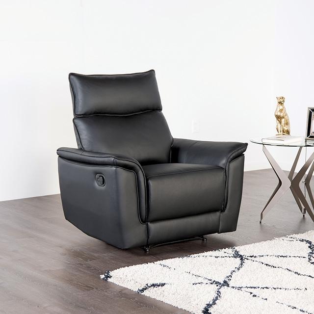 Bienne Recliner Chair White & Black - Visions in Furniture (La Mirada, CA)