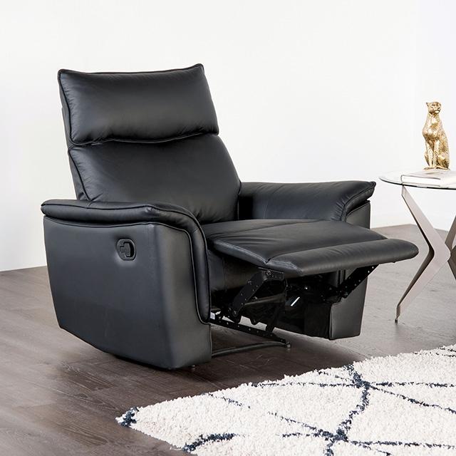Bienne Recliner Chair White & Black - Visions in Furniture (La Mirada, CA)