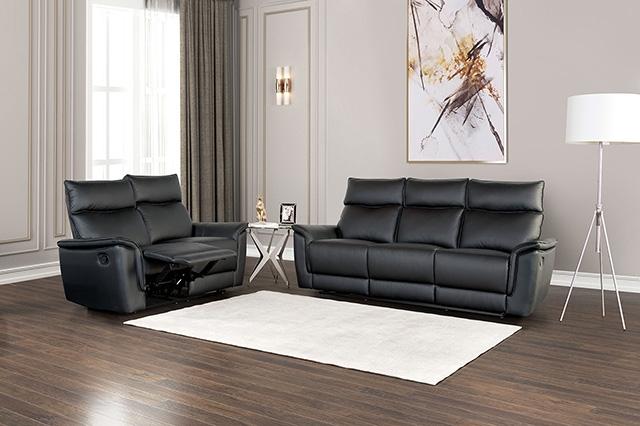 Bienne Loveseat Manual Recliner White & Black - Visions in Furniture (La Mirada, CA)