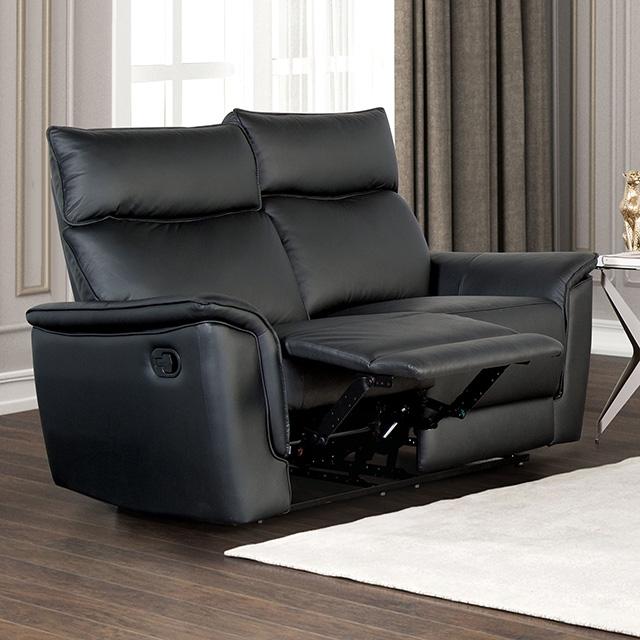Bienne Loveseat Manual Recliner White & Black - Visions in Furniture (La Mirada, CA)