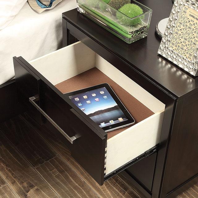 Berenice Espresso Night Stand White, Gray, & Espresso - Visions in Furniture (La Mirada, CA)