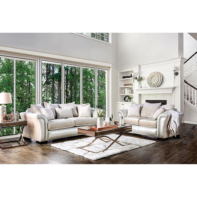 Benigno Love Seat Silver & Gray - Visions in Furniture (La Mirada, CA)