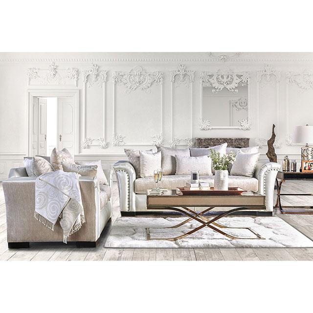 Benigno Love Seat Silver & Gray - Visions in Furniture (La Mirada, CA)