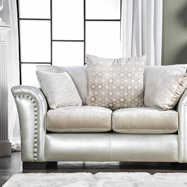 Benigno Love Seat Silver & Gray - Visions in Furniture (La Mirada, CA)