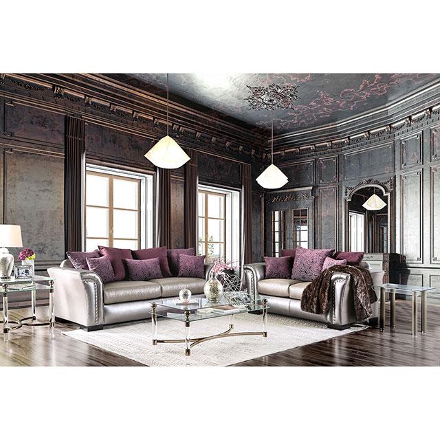 Benigno Love Seat Silver & Gray - Visions in Furniture (La Mirada, CA)