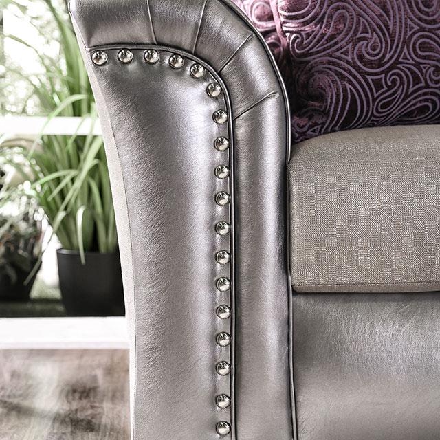 Benigno Love Seat Silver & Gray - Visions in Furniture (La Mirada, CA)