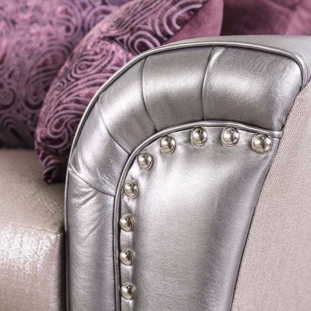 Benigno Love Seat Silver & Gray - Visions in Furniture (La Mirada, CA)