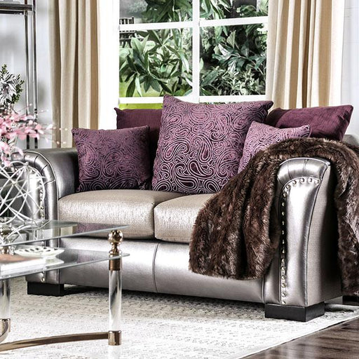 Benigno Love Seat Silver & Gray - Visions in Furniture (La Mirada, CA)