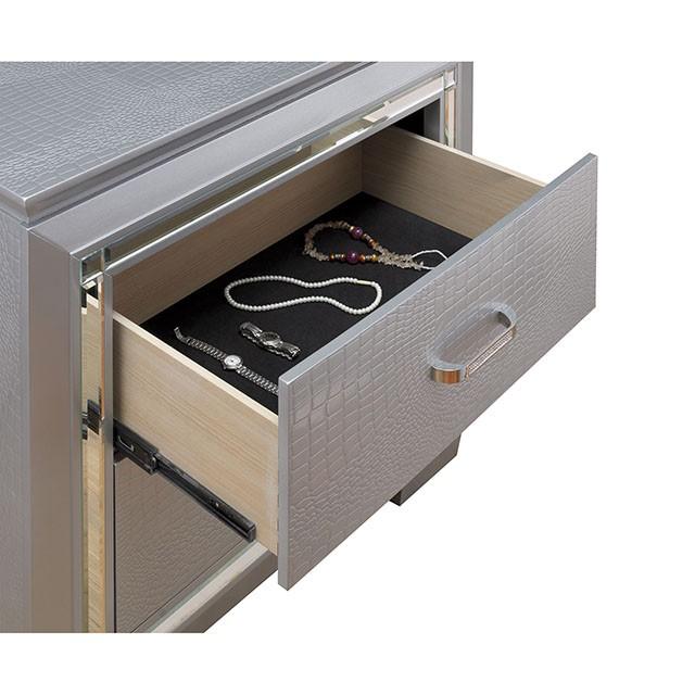 BELLANOVA Silver Night Stand - Visions in Furniture (La Mirada, CA)