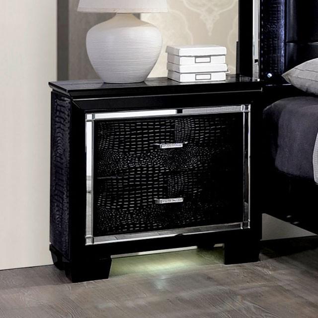 BELLANOVA Black Night Stand - Visions in Furniture (La Mirada, CA)