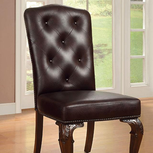 Bellagio Brown Cherry/Pattern Leatherette Side Chair (2/CTN) - Visions in Furniture (La Mirada, CA)