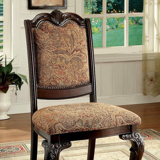 BELLAGIO Brown Cherry/Pattern Fabric Side Chair (2/CTN) - Visions in Furniture (La Mirada, CA)