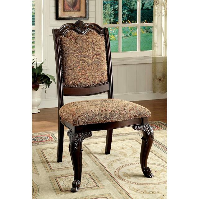 BELLAGIO Brown Cherry/Pattern Fabric Side Chair (2/CTN) - Visions in Furniture (La Mirada, CA)