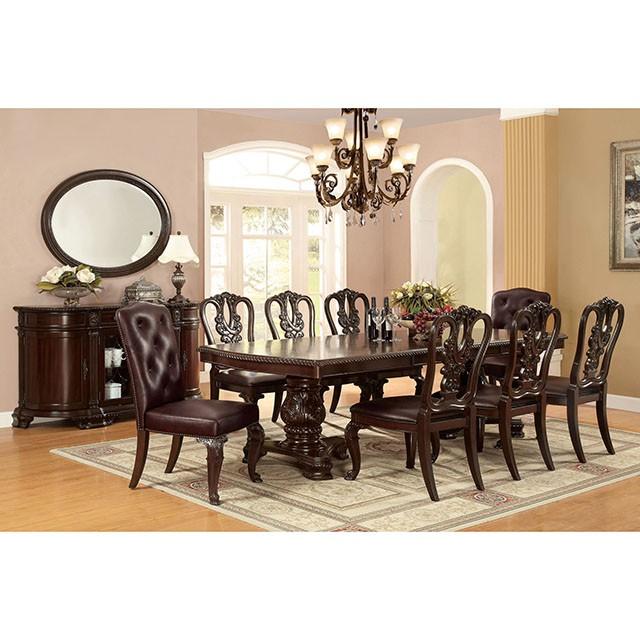 Bellagio Brown Cherry/Pattern Leatherette Side Chair (2/CTN) - Visions in Furniture (La Mirada, CA)