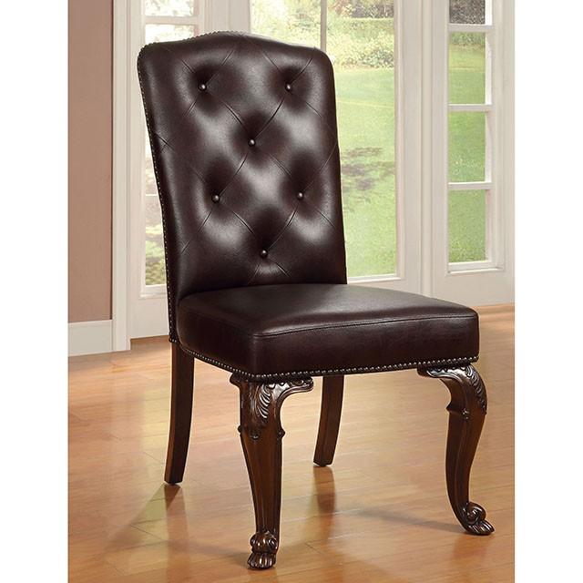 Bellagio Brown Cherry/Pattern Leatherette Side Chair (2/CTN) - Visions in Furniture (La Mirada, CA)