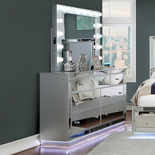 BELLADONNA Dresser w/ LED, Silver - Visions in Furniture (La Mirada, CA)