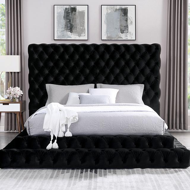 STEFANIA E.King & Queen Bed, Black & Gray - Visions in Furniture (La Mirada, CA)
