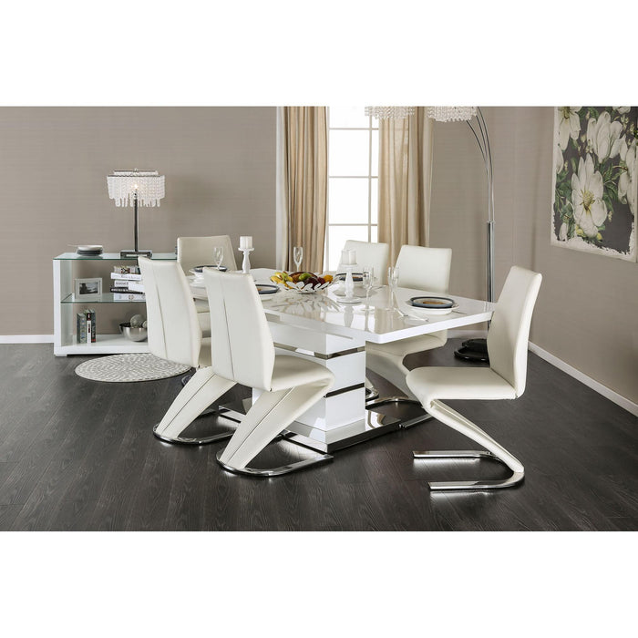 Midvale White/Chrome Dining Table - Visions in Furniture (La Mirada, CA)