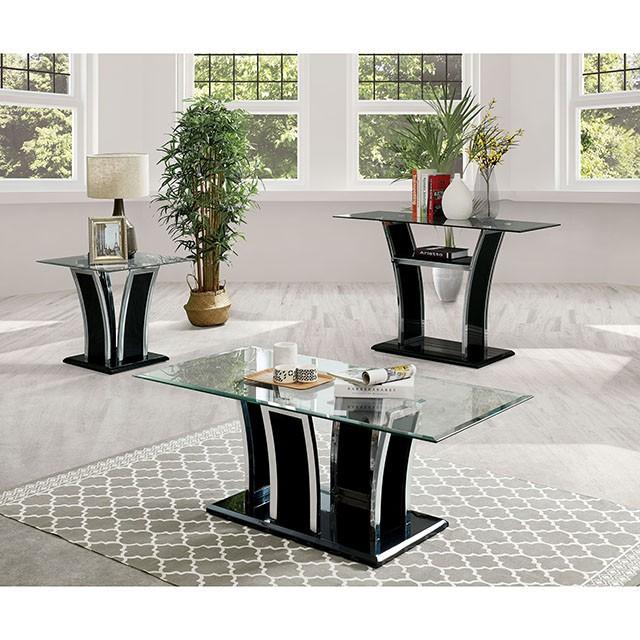 Staten Glossy Black/Chrome End Table - Visions in Furniture (La Mirada, CA)
