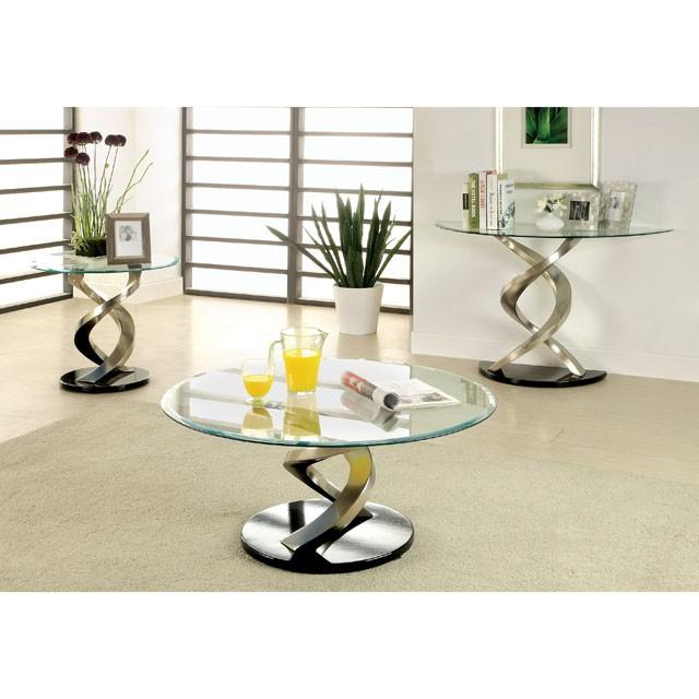 NOVA Satin Plated/Black Sofa Table - Visions in Furniture (La Mirada, CA)