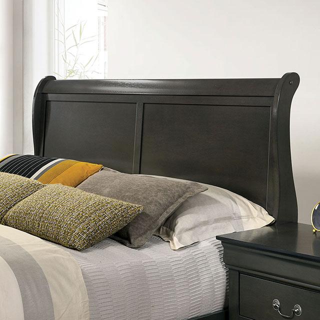 Louis Philippe E.King Bed Black, Cherry, & Gray - Visions in Furniture (La Mirada, CA)