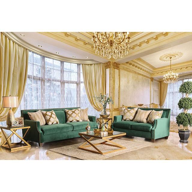 VERDANTE Emerald Green/Gold Sofa - Visions in Furniture (La Mirada, CA)