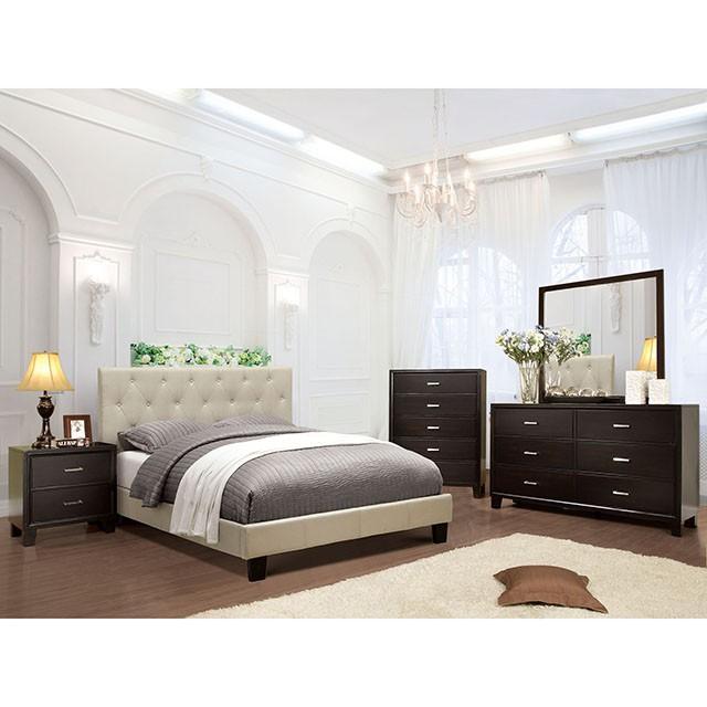 LEEROY Cal.King, E.King, & Full Bed Ivory & Gray - Visions in Furniture (La Mirada, CA)