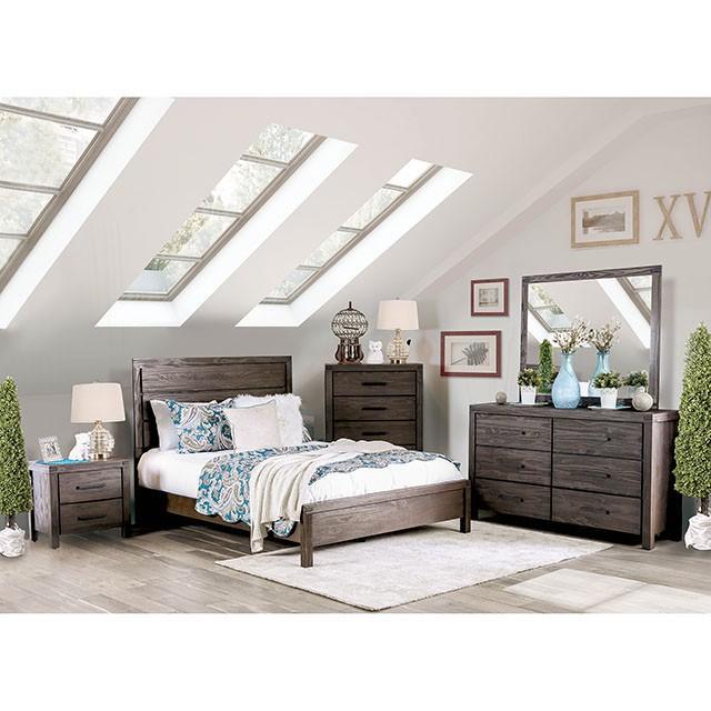 Rexburg Wire-Brushed Rustic Brown E.King & Full Bed - Visions in Furniture (La Mirada, CA)