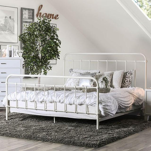 IRIA Vintage White Cal.King, E.King, & Full Bed - Visions in Furniture (La Mirada, CA)