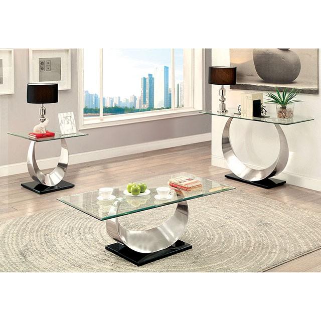 ORLA II Satin Plated/Black Sofa Table - Visions in Furniture (La Mirada, CA)