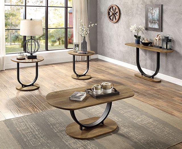 OLBIA Sofa Table, Rustic Oak/Sand Black - Visions in Furniture (La Mirada, CA)