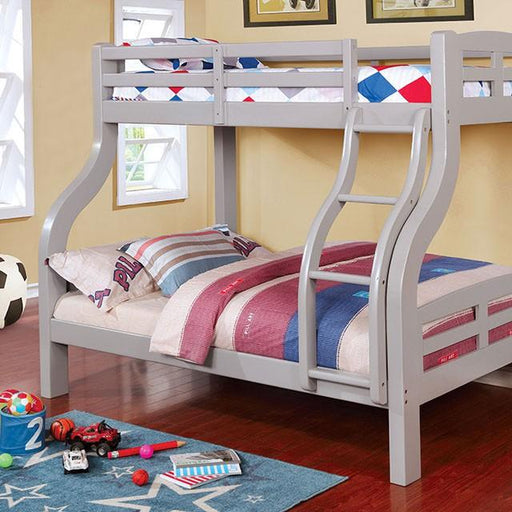 SOLPINE Gray & Oak Twin/Full Bunk Bed - Visions in Furniture (La Mirada, CA)