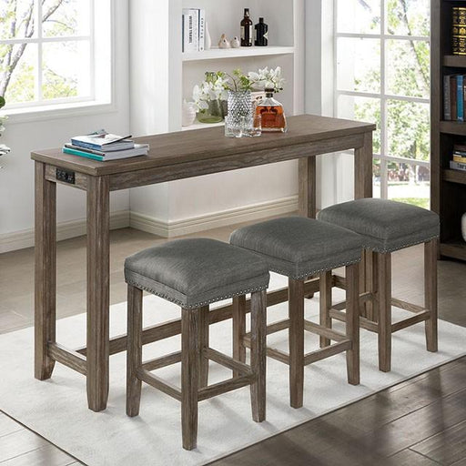 CAERLEON 4 Pc. Counter Ht. Table Set, Wire-brushed Gray - Visions in Furniture (La Mirada, CA)