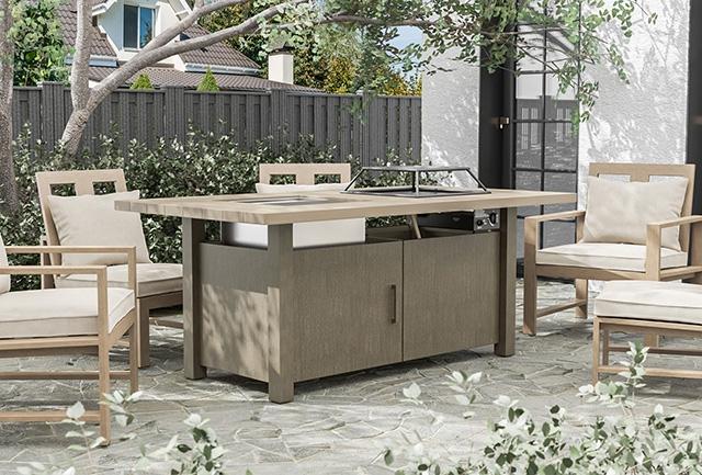 Bordeaux Dining Table w/ Fire Pit & Cooler - Visions in Furniture (La Mirada, CA)