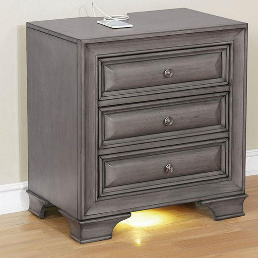 Brandt Gray Night Stand - Visions in Furniture (La Mirada, CA)