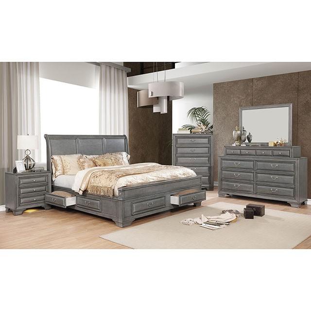 Brandt Bed Chrome & Gray - Visions in Furniture (La Mirada, CA)